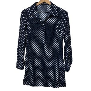 ZARA BLUE WOMEN DRESS BUTTON UP POLKA DOT WOMEN MINI DRESS SIZE MEDIUM